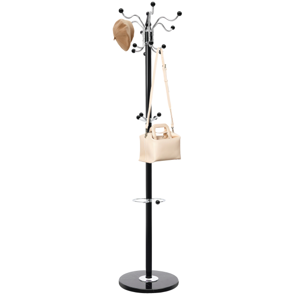 Perchero independiente negro para ropa, sombrero, chaqueta, soporte para árbol, ropa de Metal, paraguas, soporte para árbol