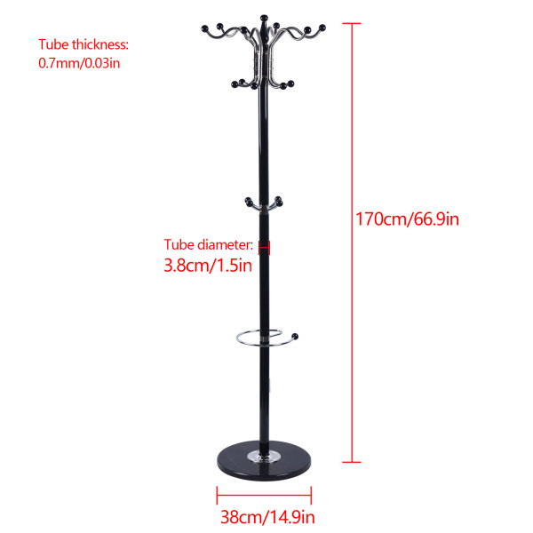 Perchero independiente negro para ropa, sombrero, chaqueta, soporte para árbol, ropa de Metal, paraguas, soporte para árbol