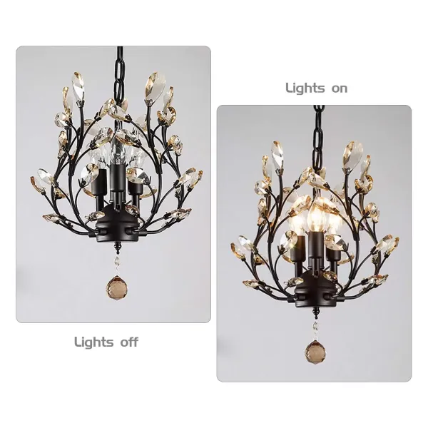 K9 Araña de luces de techo moderna Lámpara colgante rústica floral de metal para sala de estar Dormitorio (base E14)