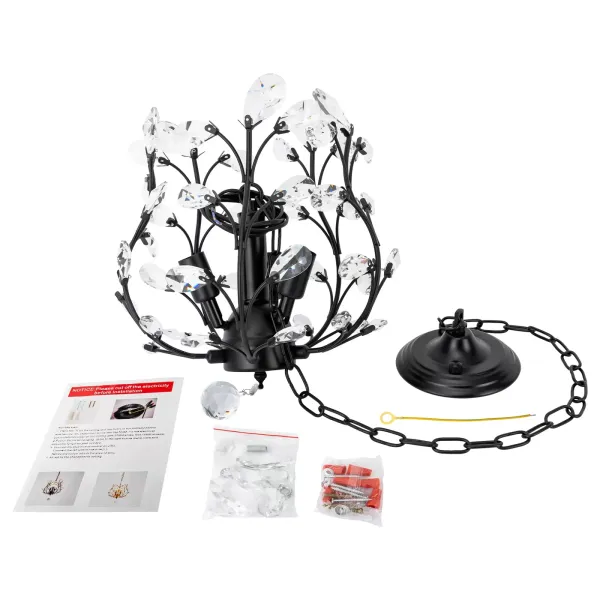 K9 Araña de luces de techo moderna Lámpara colgante rústica floral de metal para sala de estar Dormitorio (base E14)