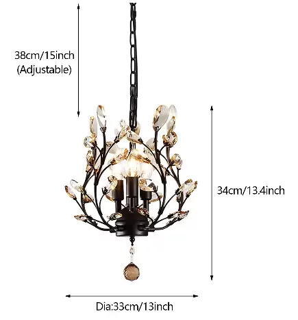 K9 Araña de luces de techo moderna Lámpara colgante rústica floral de metal para sala de estar Dormitorio (base E14)