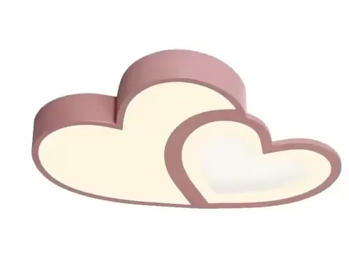 CNCEST 55cm Lámpara de techo LED para habitación infantil, en forma de doble corazón regulable, mando a distancia (rosa)