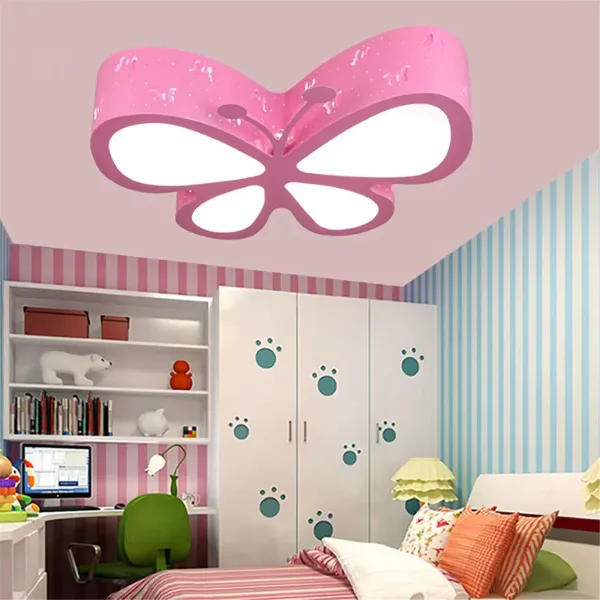 Lámpara LED de techo con forma de mariposa tallada para niños
