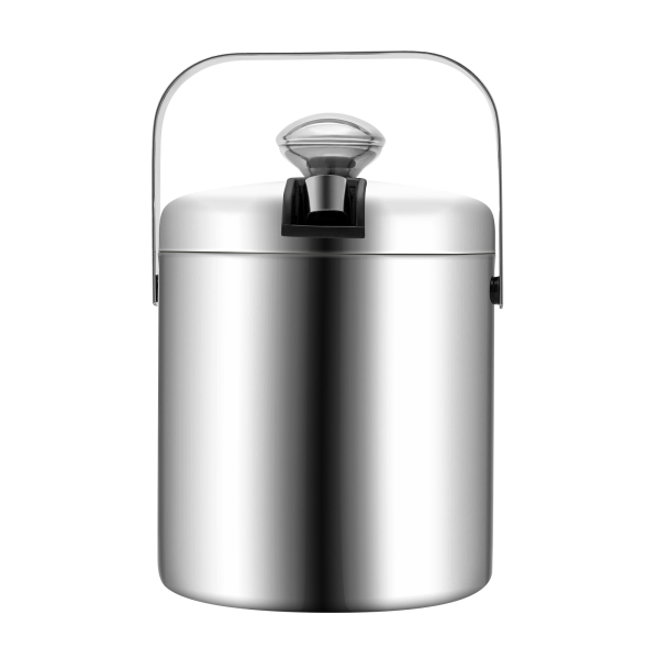 Cubo de hielo con tapa y pinzas,Cubo de hielo de acero inoxidable de doble pared