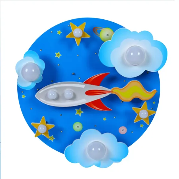 Lámpara de dibujos animados para niños Luz de techo LED con control remoto 3 modos Estrellas creativas Nubes Avión Regulable