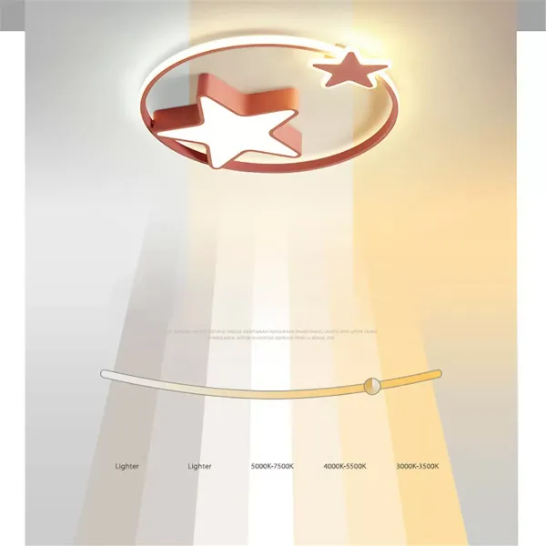 Moderna lámpara de techo, LED de cielo estrellado, lámpara regulable con mando a distancia, iluminación interior dormitorio(45 cm, rosa)