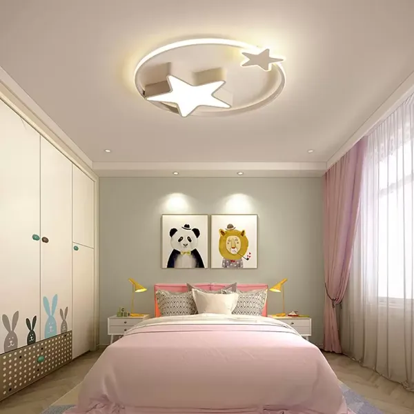 CNCEST Lámpara LED de techo moderna para niños, para habitación de los niños y niñas, cielo estrellado, regulable (55 cm, blanco)