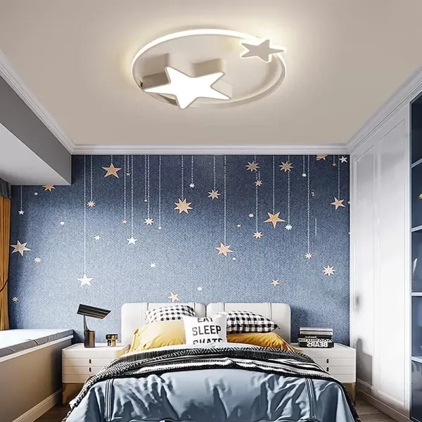 CNCEST Lámpara LED de techo moderna para niños, para habitación de los niños y niñas, cielo estrellado, regulable (55 cm, blanco)