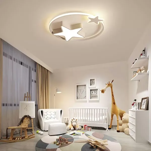 CNCEST Lámpara LED de techo moderna para niños, para habitación de los niños y niñas, cielo estrellado, regulable (55 cm, blanco)