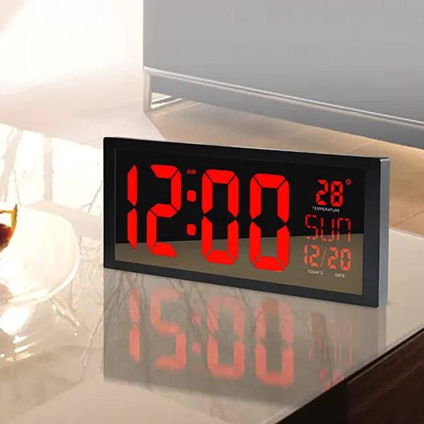 36,5 x 15 x 4,5 cm, reloj digital LED rojo, reloj de pared digital para salón con fecha 36,5 x 15 x 4,5 cm, reloj digital LED rojo, reloj de pared digital para salón con fecha
