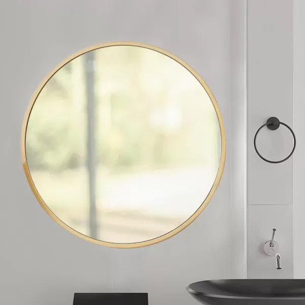 Espejo de pared redondo de estilo retro, para baño, decoración de pared, redondo, dorado, 80 cm Espejo de pared redondo de estilo retro, para baño, decoración de pared, redondo, dorado, 80 cm