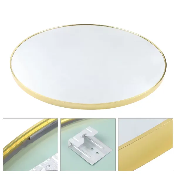 Espejo de pared redondo de estilo retro, para baño, decoración de pared, redondo, dorado, 80 cm