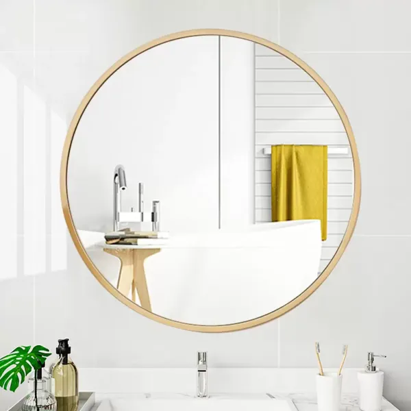 Espejo de pared redondo de estilo retro, para baño, decoración de pared, redondo, dorado, 80 cm Espejo de pared redondo de estilo retro, para baño, decoración de pared, redondo, dorado, 80 cm