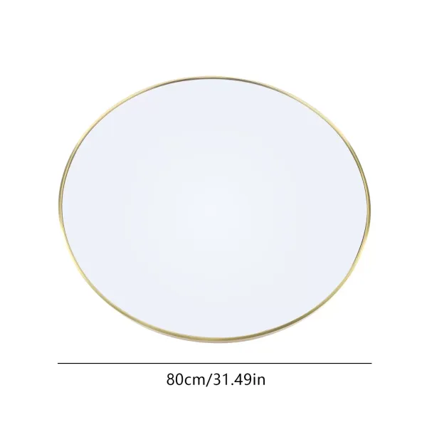 Espejo de pared redondo de estilo retro, para baño, decoración de pared, redondo, dorado, 80 cm