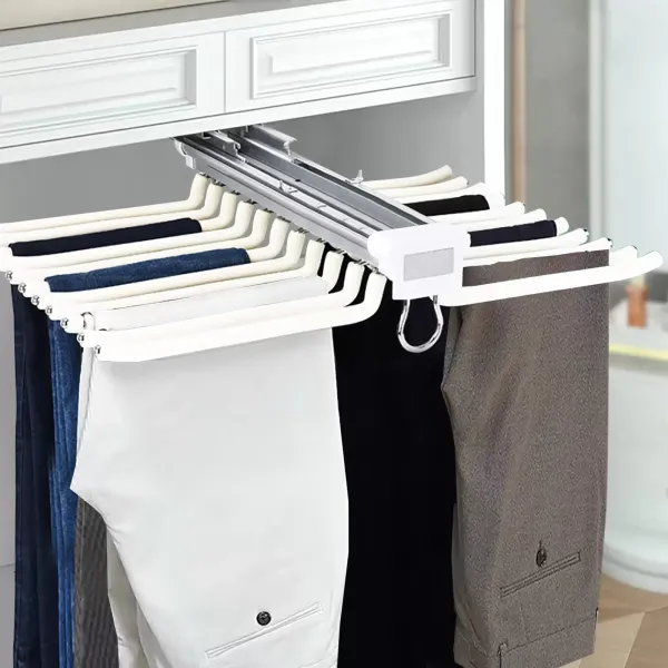 Percha multifunción de acero inoxidable para pantalones, extensible para 22 pantalones, gran capacidad, color beige