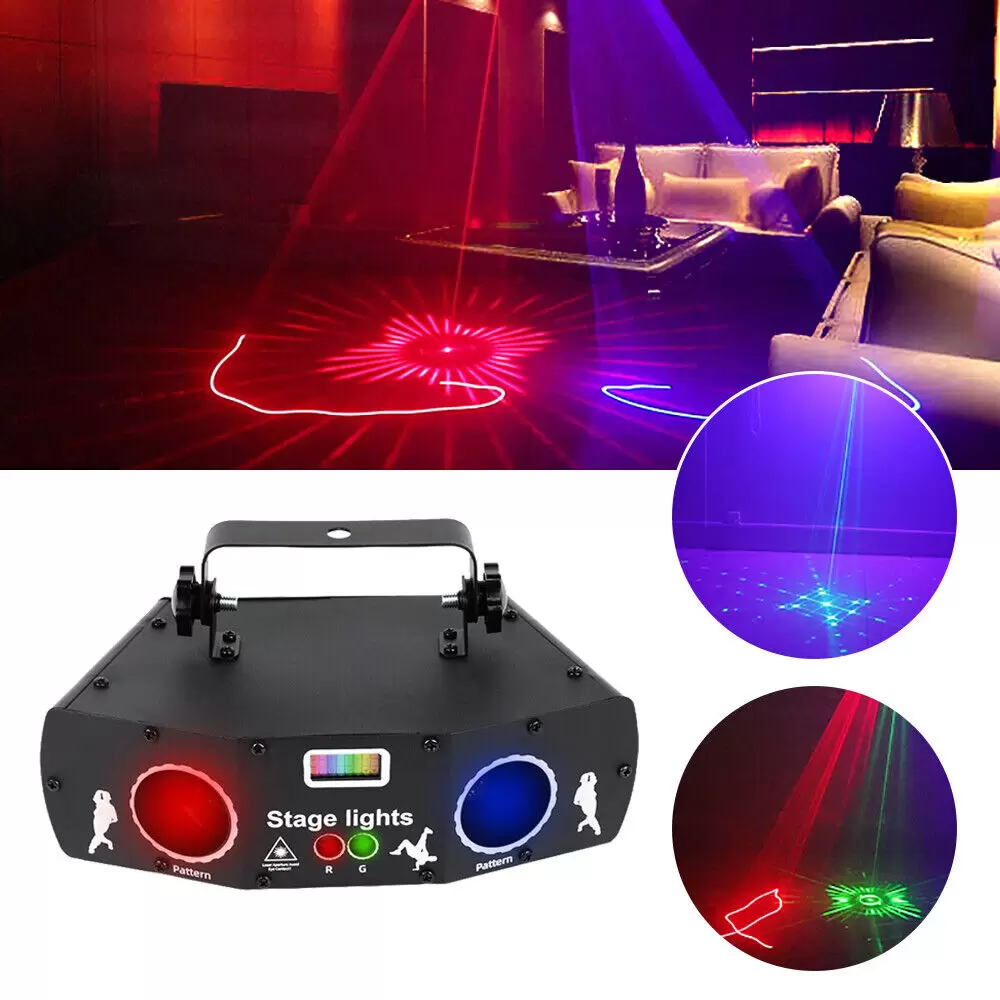 Luz de proyección láser RGB de 5 ojos con mando a distancia para escenarios