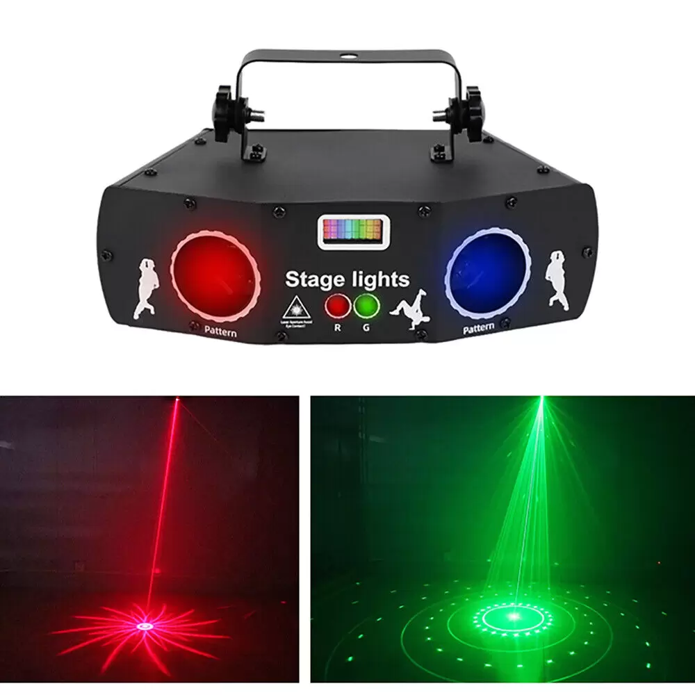Luz de proyección láser RGB de 5 ojos con mando a distancia para escenarios