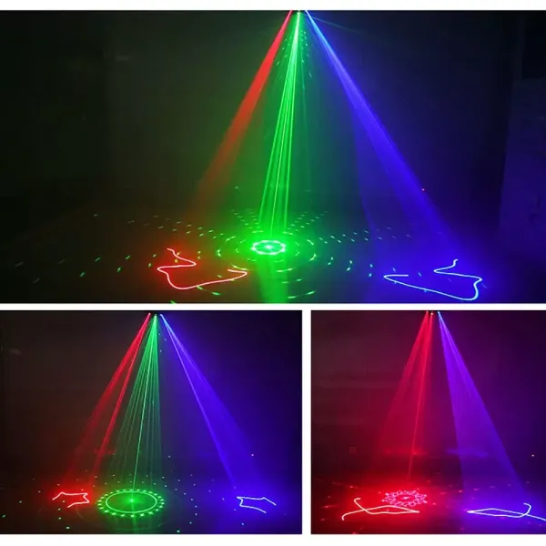 Luz de proyección láser RGB de 5 ojos con mando a distancia para escenarios