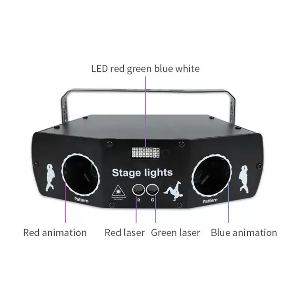 Luz de proyección láser RGB de 5 ojos con mando a distancia para escenarios