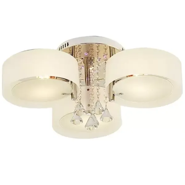 Lámpara de araña LED de cristal, moderna, lámpara de techo con mando a distancia, E27, 3 cabezales, lámpara de techo para salón, dormitorio