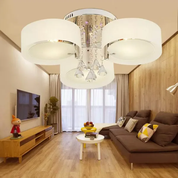 Lámpara de araña LED de cristal, moderna, lámpara de techo con mando a distancia, E27, 3 cabezales, lámpara de techo para salón, dormitorio Lámpara de araña LED de cristal, moderna, lámpara de techo con mando a distancia, E27, 3 cabezales, lámpara de techo para salón, dormitorio