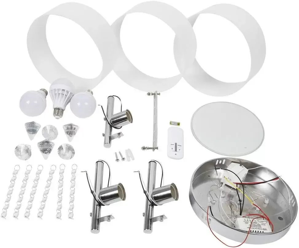 Lámpara de araña LED de cristal, moderna, lámpara de techo con mando a distancia, E27, 3 cabezales, lámpara de techo para salón, dormitorio