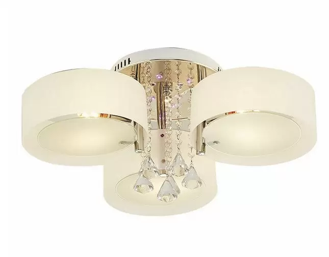 Lámpara de araña LED de cristal, moderna, lámpara de techo con mando a distancia, E27, 3 cabezales, lámpara de techo para salón, dormitorio