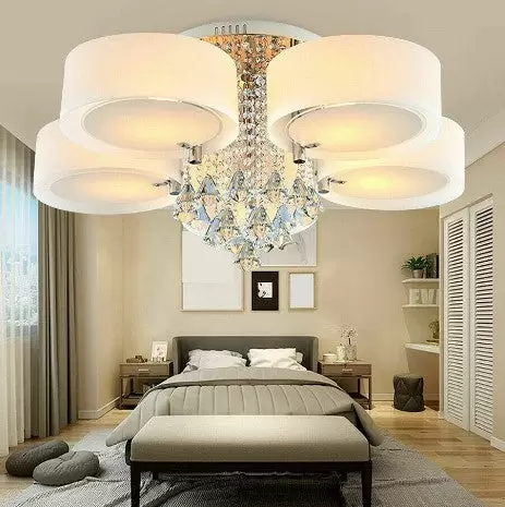 Lámpara de techo LED de cristal, moderna, ahorro de energía, ajustable, con mando a distancia (5 cabezas)
