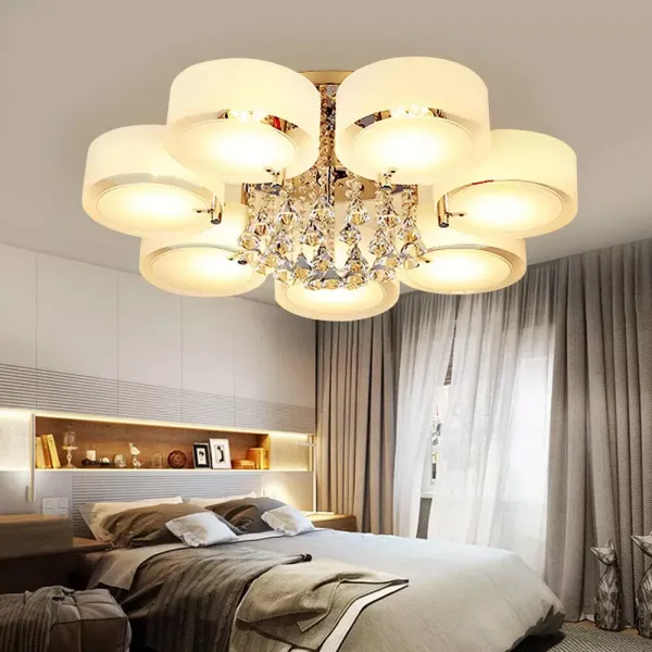 Lámpara de techo LED E27 de cristal acrílico, lámpara de techo de cristal, luz RGB con mando a distancia para pasillo