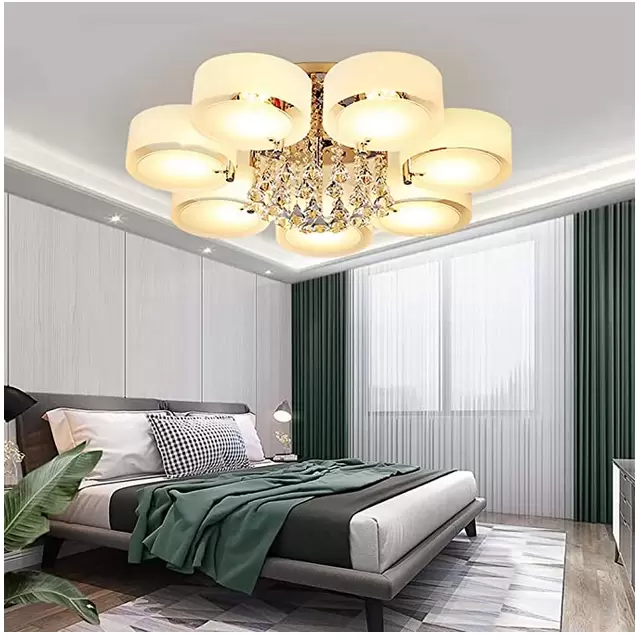 Lámpara de techo LED E27 de cristal acrílico, lámpara de techo de cristal, luz RGB con mando a distancia para pasillo