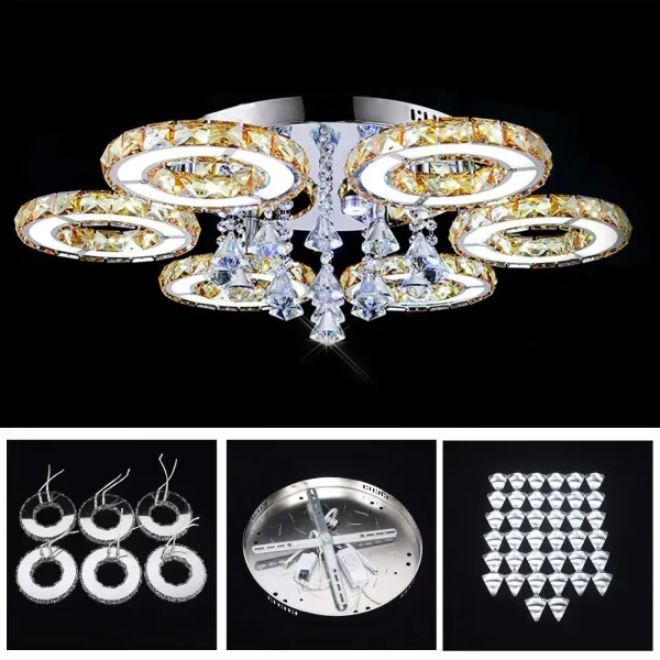 Lámpara LED de araña de cristal, lámpara de techo con para salón, dormitorio, cocina, comedor, despacho Lámpara LED de araña de cristal, lámpara de techo con para salón, dormitorio, cocina, comedor, despacho