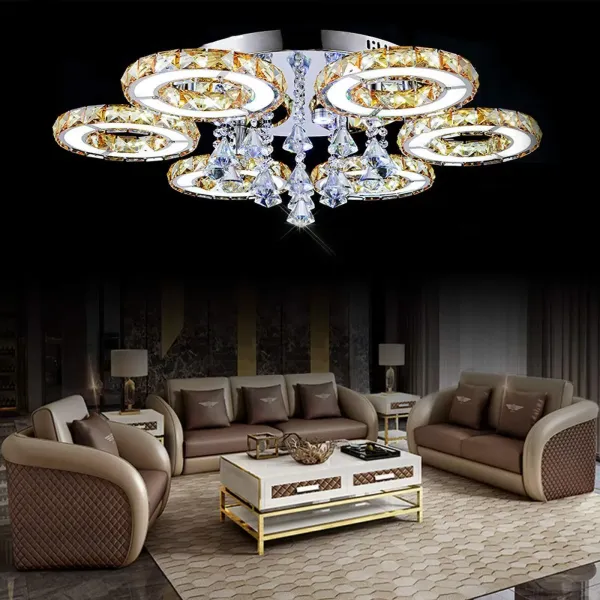 Lámpara LED de araña de cristal, lámpara de techo con para salón, dormitorio, cocina, comedor, despacho