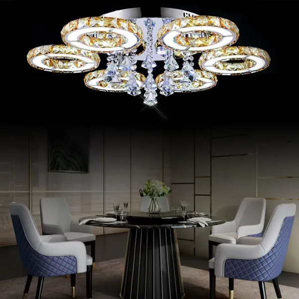 Lámpara LED de araña de cristal, lámpara de techo con para salón, dormitorio, cocina, comedor, despacho