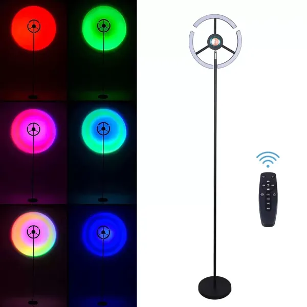 Lámpara de pie de 14 W, proyección de puesta de sol, colores RGB, luz nocturna de arco iris con mando a distancia Lámpara de pie de 14 W, proyección de puesta de sol, colores RGB, luz nocturna de arco iris con mando a distancia