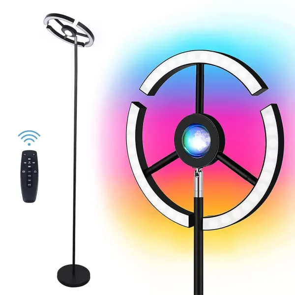 Lámpara de pie de 14 W, proyección de puesta de sol, colores RGB, luz nocturna de arco iris con mando a distancia Lámpara de pie de 14 W, proyección de puesta de sol, colores RGB, luz nocturna de arco iris con mando a distancia