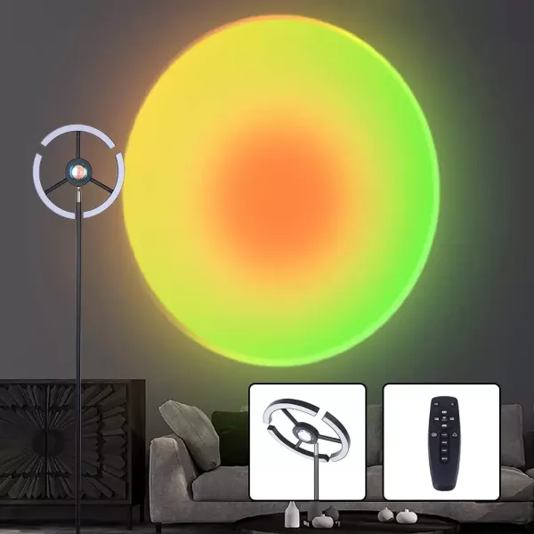 Lámpara de pie de 14 W, proyección de puesta de sol, colores RGB, luz nocturna de arco iris con mando a distancia Lámpara de pie de 14 W, proyección de puesta de sol, colores RGB, luz nocturna de arco iris con mando a distancia