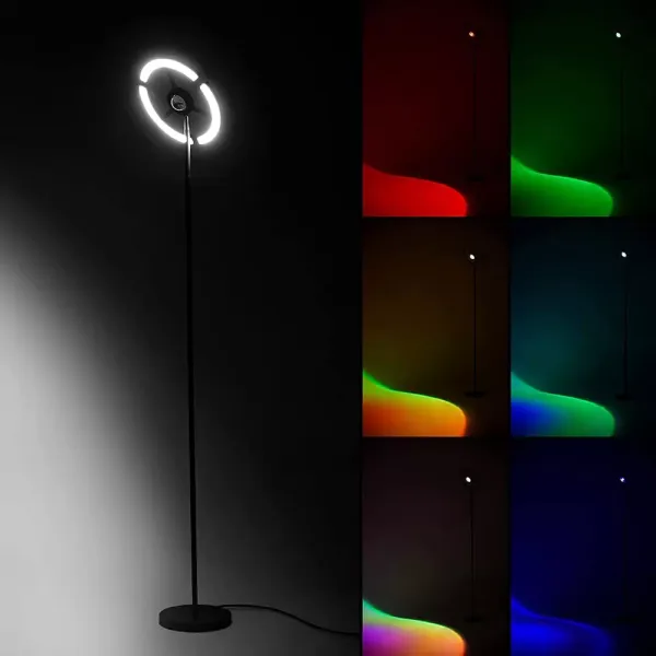Lámpara de pie de 14 W, proyección de puesta de sol, colores RGB, luz nocturna de arco iris con mando a distancia