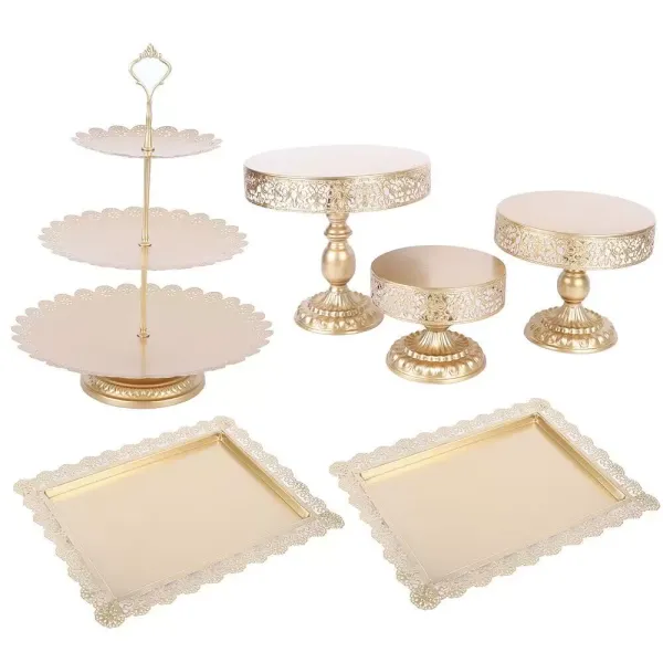 6 soportes para tartas de metal, 3 pisos, para cupcakes, postres, velas, dulces, galletas, cumpleaños, bodas (dorado) 6 soportes para tartas de metal, 3 pisos, para cupcakes, postres, velas, dulces, galletas, cumpleaños, bodas (dorado)