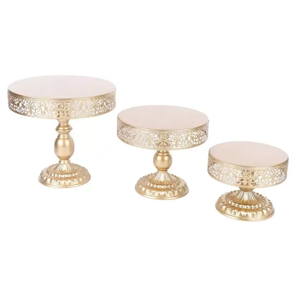 6 soportes para tartas de metal, 3 pisos, para cupcakes, postres, velas, dulces, galletas, cumpleaños, bodas (dorado)