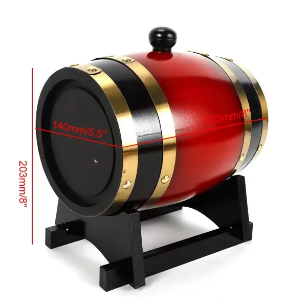 Dispensador de Vino de Barril de Madera de Barril de Pino, Almacenamiento de Licores de Cerveza de Vino con Soporte para Almacenamiento Dispensador de Vino de Barril de Madera de Barril de Pino, Almacenamiento de Licores de Cerveza de Vino con Soporte para Almacenamiento