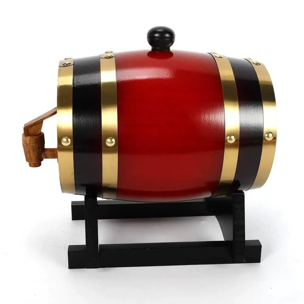 Dispensador de Vino de Barril de Madera de Barril de Pino, Almacenamiento de Licores de Cerveza de Vino con Soporte para Almacenamiento