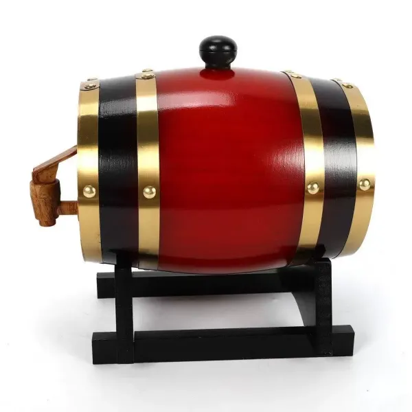 Dispensador de Vino de Barril de Madera de Barril de Pino, Almacenamiento de Licores de Cerveza de Vino con Soporte para Almacenamiento