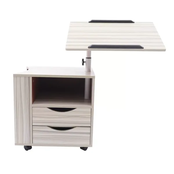 CNCEST Mesa auxiliar de arce blanco con ruedas, altura ajustable para dormitorio CNCEST Mesa auxiliar de arce blanco con ruedas, altura ajustable para dormitorio