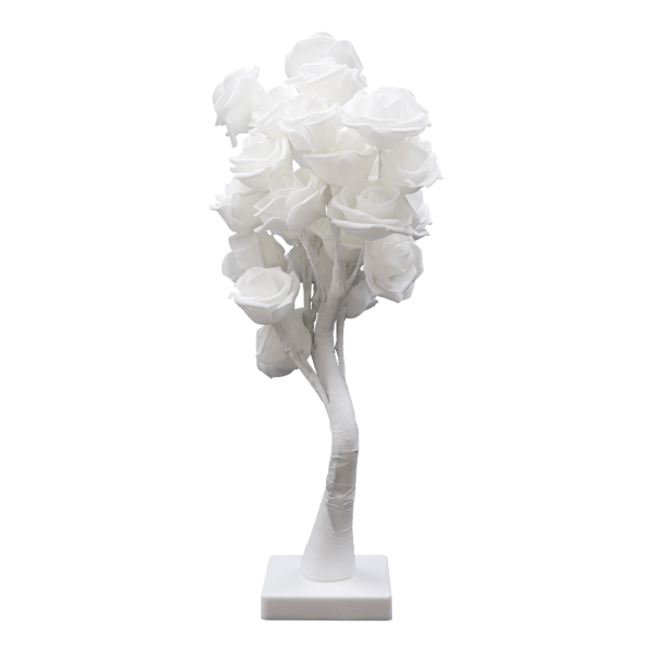 Lámpara de mesa Flor Luz de noche LED Lámpara de rosas para iluminar y decorar dormitorios, comedores 10*10*45cm Blanco