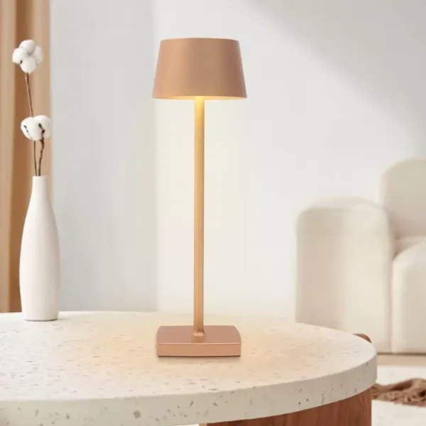 Lámpara de mesa LED portátil, inalámbrica con puerto USB, regulable, para interior y exterior