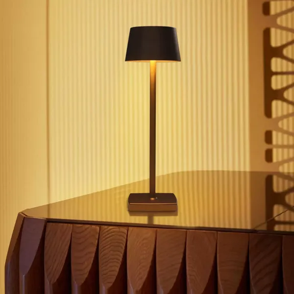 Lámpara de mesa LED portátil, inalámbrica con puerto USB, regulable, para interior y exterior