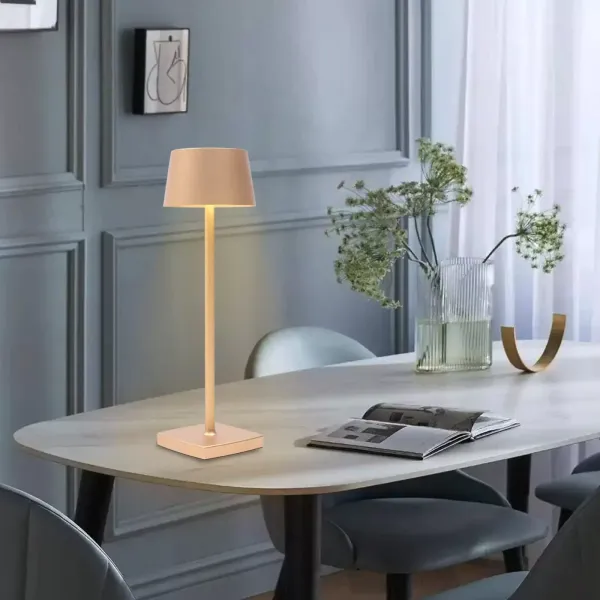 Lámpara de mesa LED portátil, inalámbrica con puerto USB, regulable, para interior y exterior