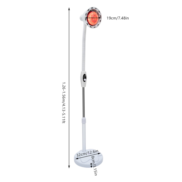 Lámpara de infrarrojos de 275 W, lámpara de calor, base giratoria de 360°, temperatura ajustable para salón de belleza, sala de estar