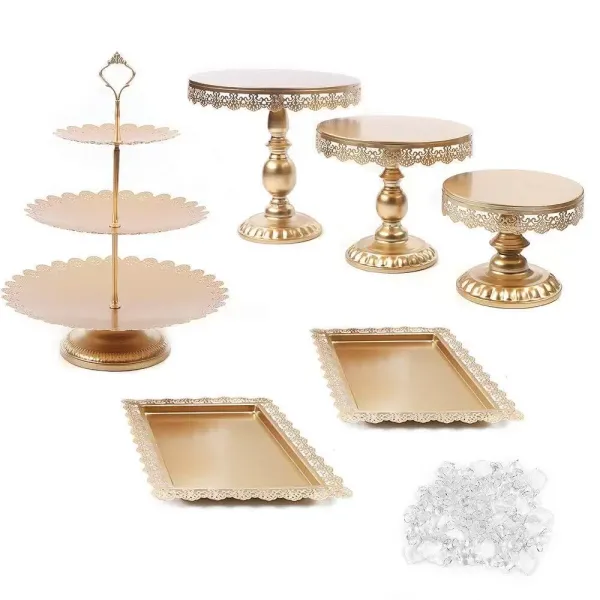 Expositor para tartas, conjunto de 6 soportes para pasteles, hierro color dorado