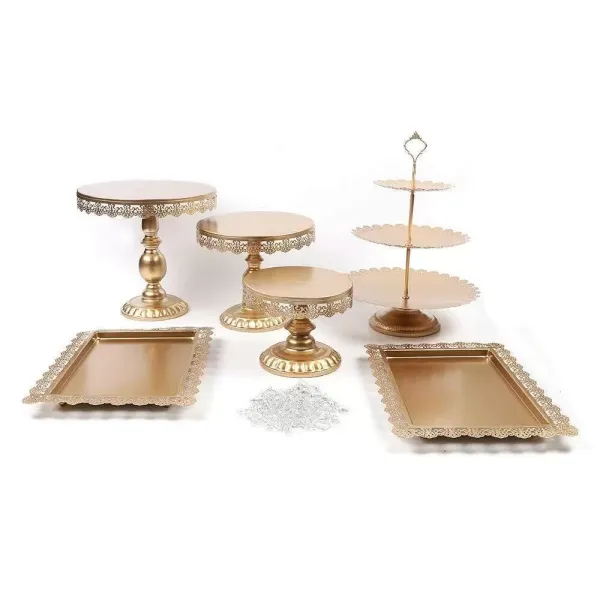 Expositor para tartas, conjunto de 6 soportes para pasteles, hierro color dorado